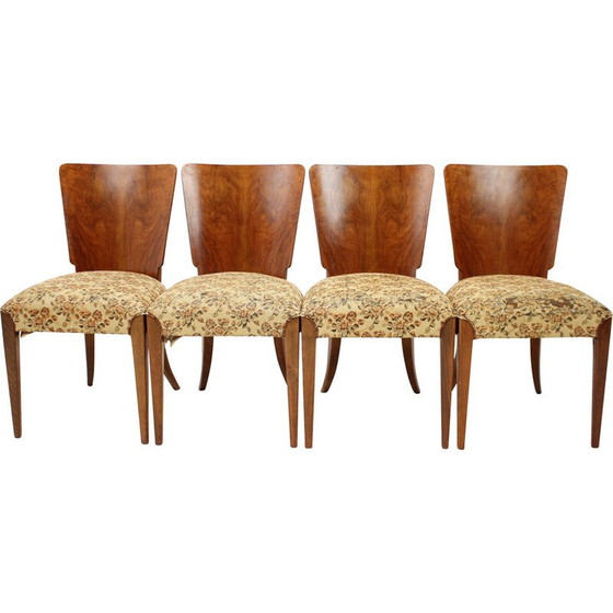Image 1 of Set of 4 vintage H-214 fabric dining chairs by Jindrich Halabala for Up Závody, Czechoslovakia 1950