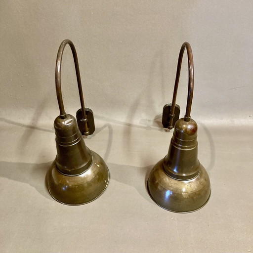 Large Pair Of 1950 Industrial Design Wall Lights.