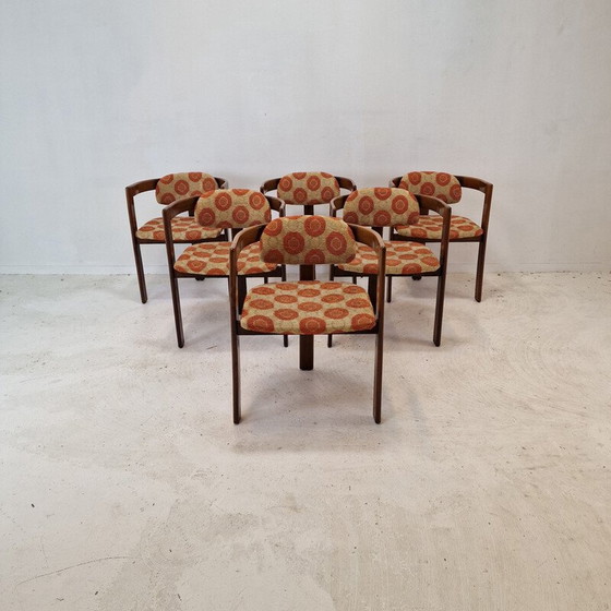 Image 1 of Set of 6 vintage armchairs in beautiful wood, Italy 1960