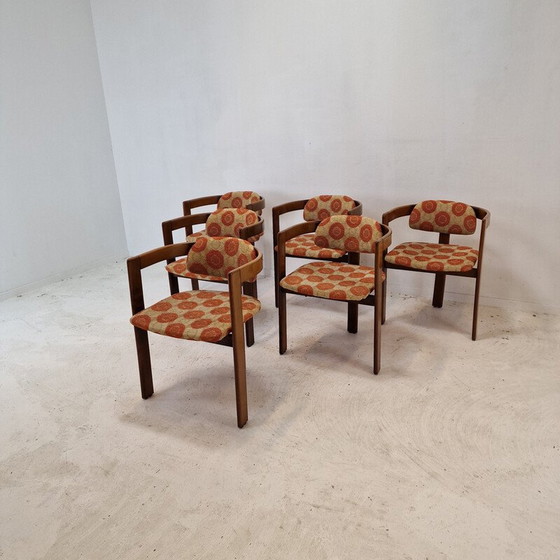 Image 1 of Set of 6 vintage armchairs in beautiful wood, Italy 1960