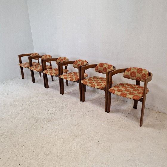 Image 1 of Set of 6 vintage armchairs in beautiful wood, Italy 1960