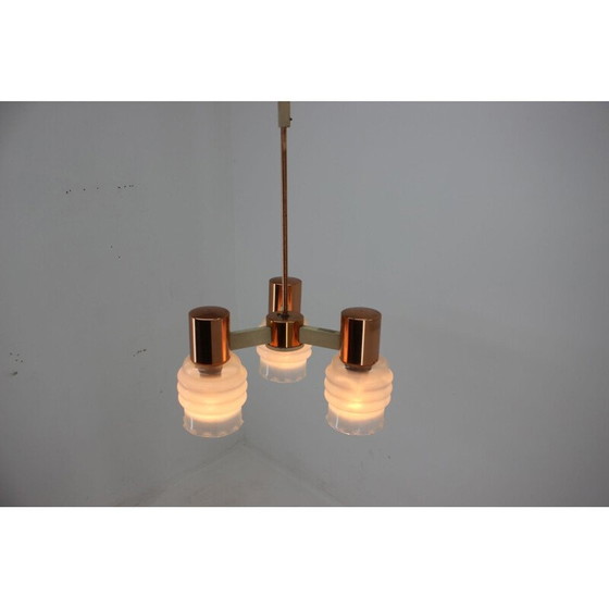 Image 1 of Lampadario vintage in ottone e plastica, Cecoslovacchia 1970