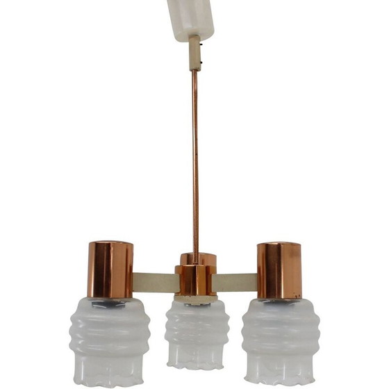 Image 1 of Lampadario vintage in ottone e plastica, Cecoslovacchia 1970