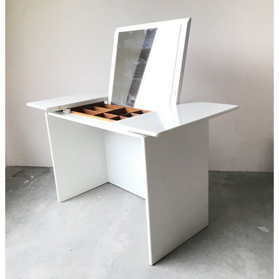 Image 1 of Vintage dressing table in white lacquered wood and sycamore, Switzerland 1980s