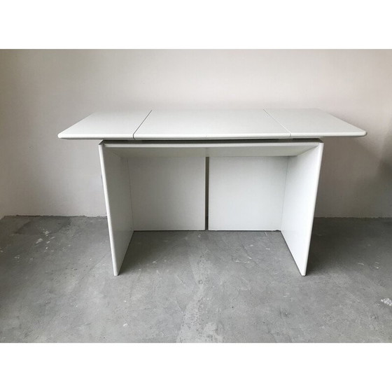 Image 1 of Vintage dressing table in white lacquered wood and sycamore, Switzerland 1980s