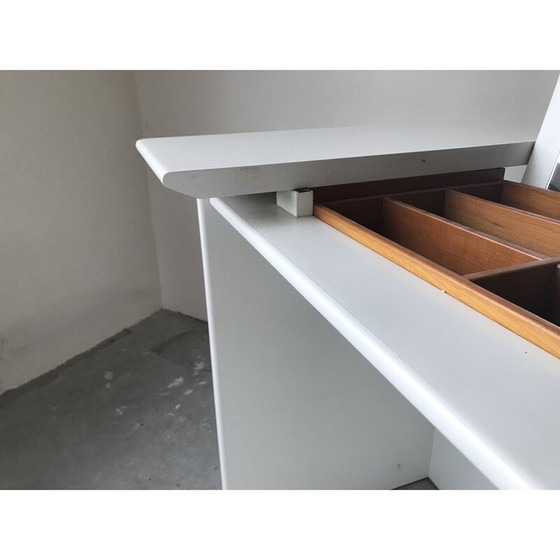 Image 1 of Vintage dressing table in white lacquered wood and sycamore, Switzerland 1980s