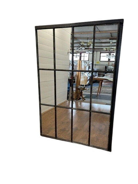 Image 1 of Engraved industrial cast iron window with mirror