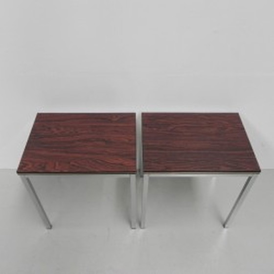 Image 1 of 2x tables basses en bois imprimé - 1960s