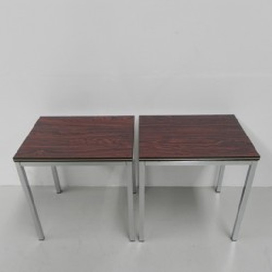 Image 1 of 2x tables basses en bois imprimé - 1960s