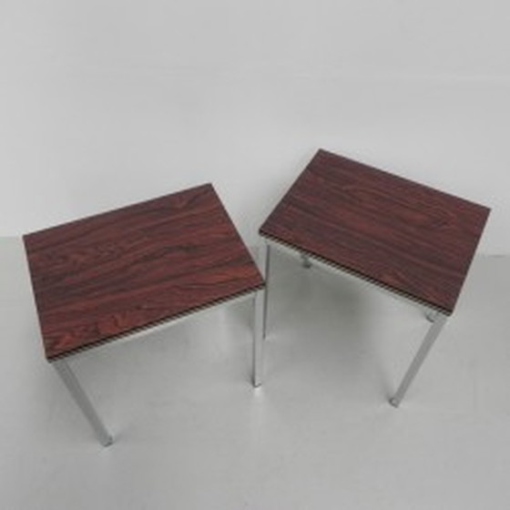 Image 1 of 2x tables basses en bois imprimé - 1960s