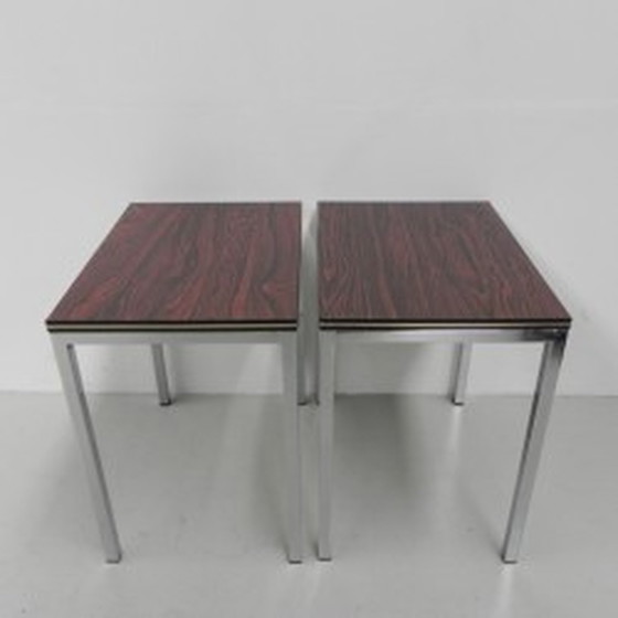 Image 1 of 2x tables basses en bois imprimé - 1960s