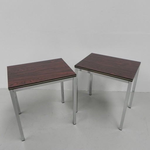 2x Coffee Tables Wood Print - 1960s