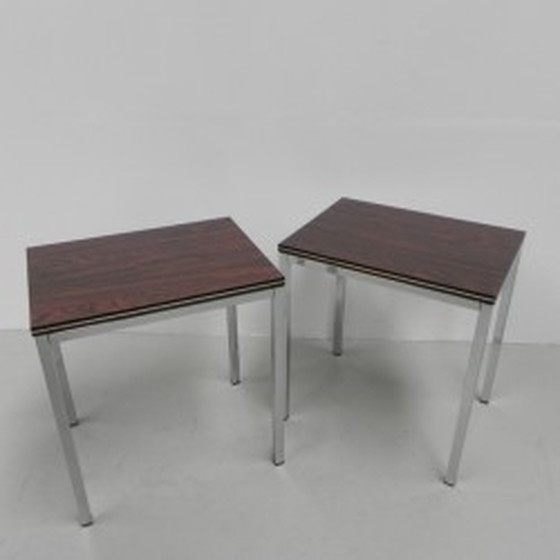 Image 1 of 2x tables basses en bois imprimé - 1960s