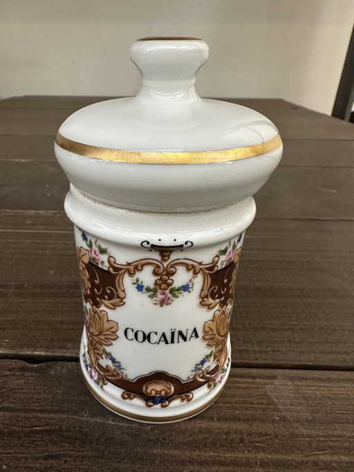 Antique Apothecary / Pharmacy Jar - Cocaina - Porcelain Della Torre H 13 Cm