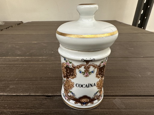 Antique Apothecary / Pharmacy Jar - Cocaina - Porcelain Della Torre H 13 Cm