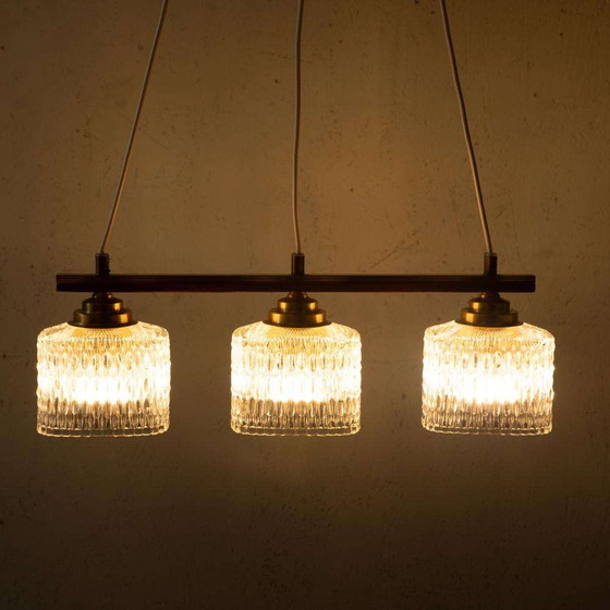 Image 1 of Lampada a sospensione in vetro vintage da tavolo da pranzo