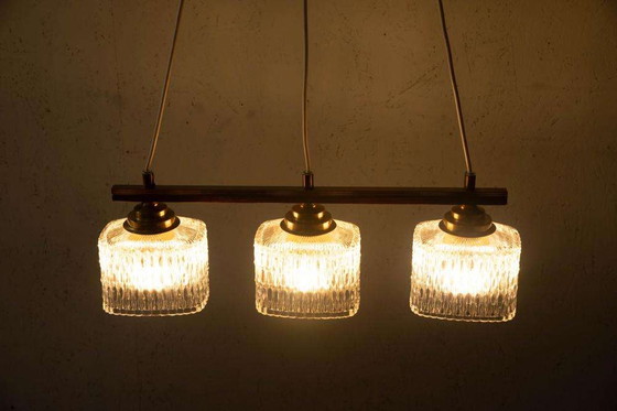 Image 1 of Lampada a sospensione in vetro vintage da tavolo da pranzo