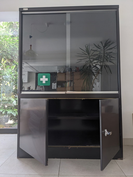 Metal display case and filing cabinet