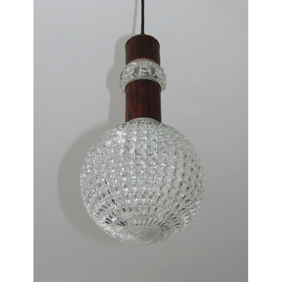 Image 1 of Lampada a sospensione vintage in metallo e impiallacciatura in palissandro, 1960