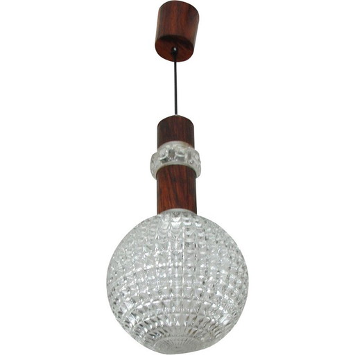 Vintage pendant lamp in metal and rosewood veneer, 1960