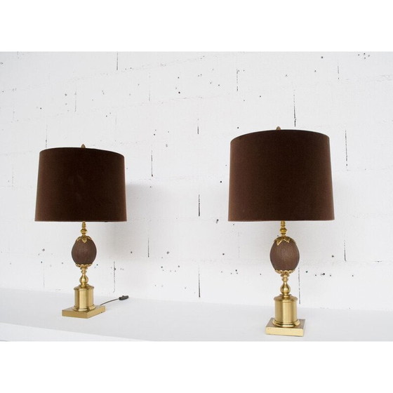 Image 1 of Pair of vintage gilt metal lamps by Maison Jansen, 1970
