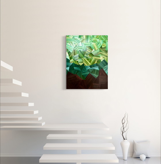 Image 1 of Mesa Primavera - Marquetería de paja/Ébano de Macassar