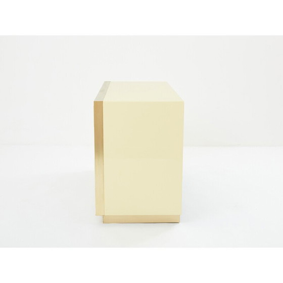 Image 1 of Cassettiera vintage in ottone laccato e specchi per Maison Jansen, 1970