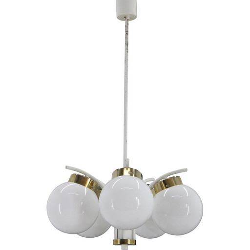 Vintage glass chandelier by Instala Decin, Czechoslovakia 1970s