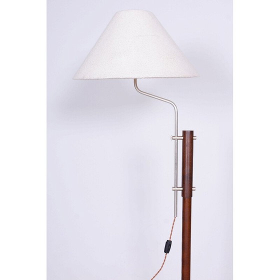 Image 1 of Mid-century floor lamp in beech and chrome, Czech 1960s