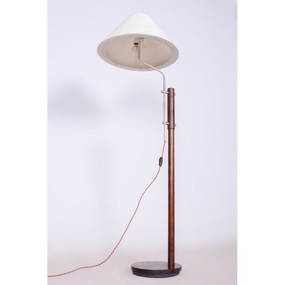 Image 1 of Mid-century floor lamp in beech and chrome, Czech 1960s