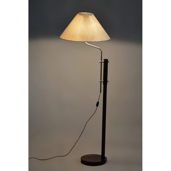 Image 1 of Mid-century floor lamp in beech and chrome, Czech 1960s