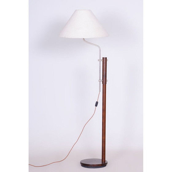 Image 1 of Mid-century floor lamp in beech and chrome, Czech 1960s