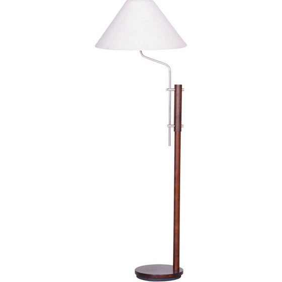 Image 1 of Mid-century floor lamp in beech and chrome, Czech 1960s