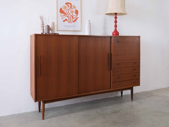 Image 1 of Vintage Teak Danish Highboard Cabinet Sideboard