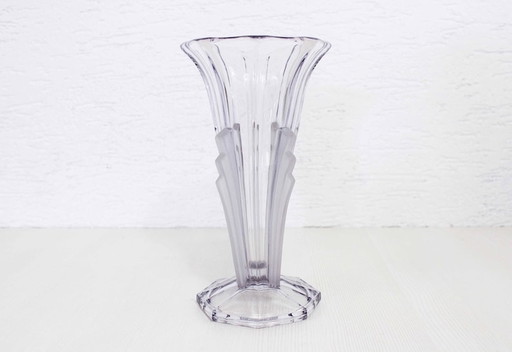 Vase Art Déco en verre moulé des années 1930, verre Val Saint Laurent