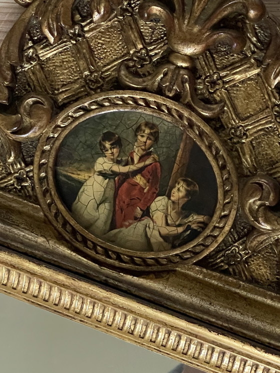 Image 1 of Mirror With Painting Rectangular Gold Leaf