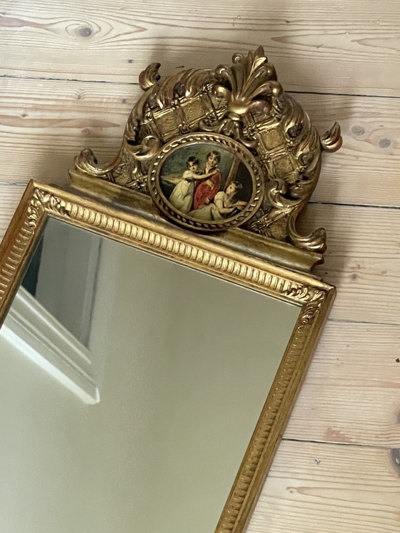 Image 1 of Mirror With Painting Rectangular Gold Leaf