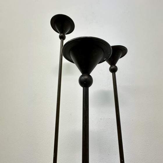 Image 1 of Set of 3 bronze Memphis style candle holders , 1980s