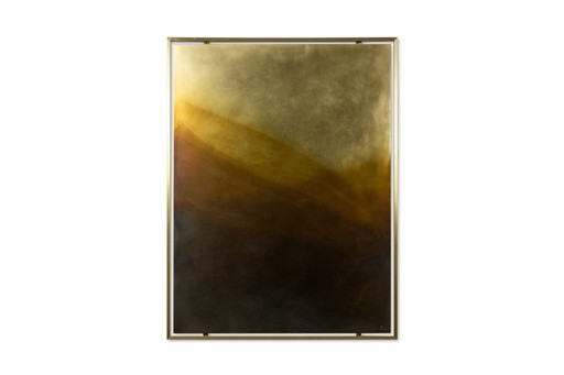 Abstraction Opus V" Antique Brass Panel. Contemporary work.