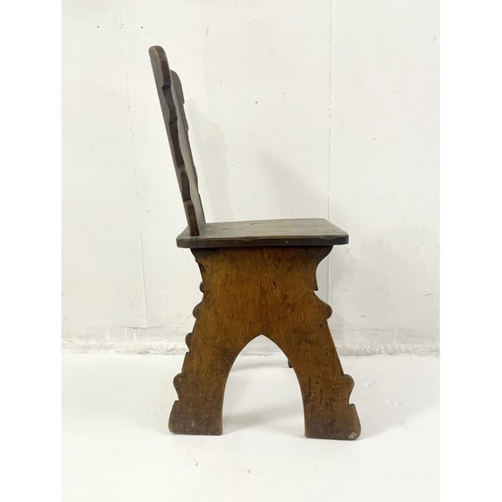 Image 1 of Set of 8 vintage brutalist oak chairs, 1940s