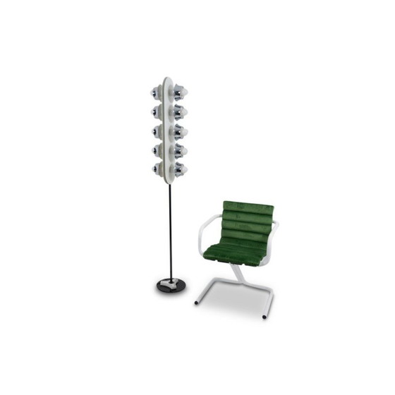 Image 1 of Vintage floor lamp in white lacquered and chrome metal by Angelo Cucci, Italy 1960