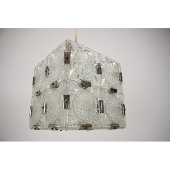 Image 1 of Mid-century square clear glass chandelier by Kamenicky Senov, 1960s