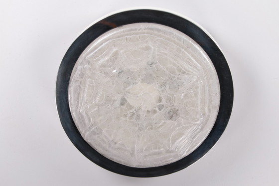 Image 1 of Doria Leuchten Vintage Ceiling light with ice glass and metal,germany 1960s.