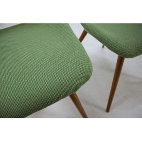 Image 1 of Set di 4 sedie vintage in tessuto verde e legno, anni '60