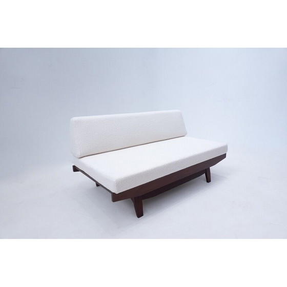 Image 1 of Mid-century Italian sofa in white boucle and wood, 1960s