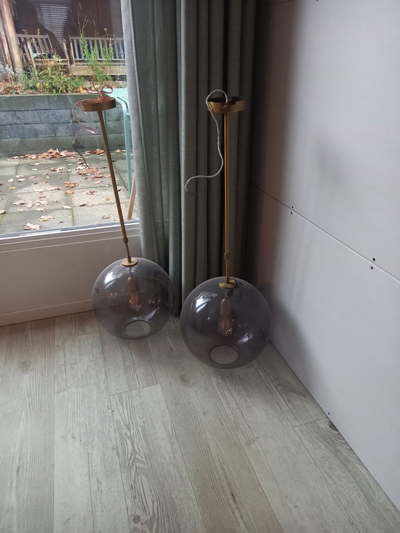 Image 1 of 2 X Glass Globe Pendant Lamps