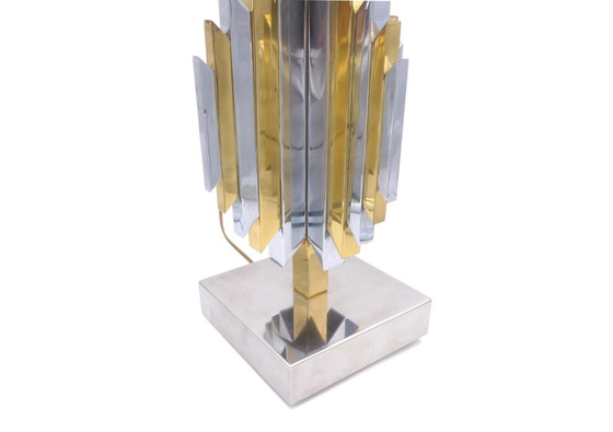 Image 1 of Lamp Stand Cactus Sculpture Brass And Chrome From Lem 1974