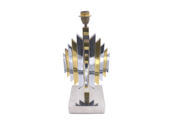 Image 1 of Lamp Stand Cactus Sculpture Brass And Chrome From Lem 1974