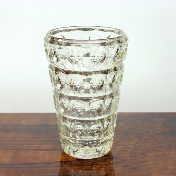 Image 1 of Vintage clear glass vase by Frantisek Peceny for Hermanova Hut, Czechoslovakia 1963