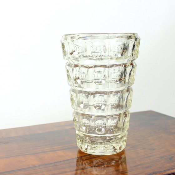 Image 1 of Vintage clear glass vase by Frantisek Peceny for Hermanova Hut, Czechoslovakia 1963